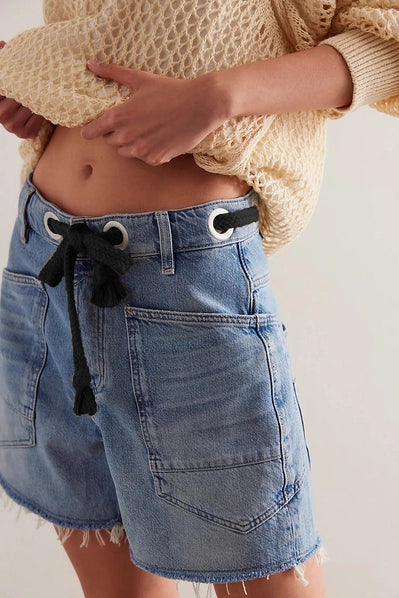 Denim Drawstring Shorts
