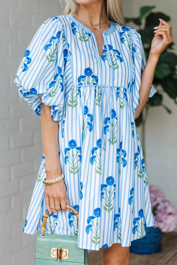 Pre-Sale: Blue Floral Striped Dress