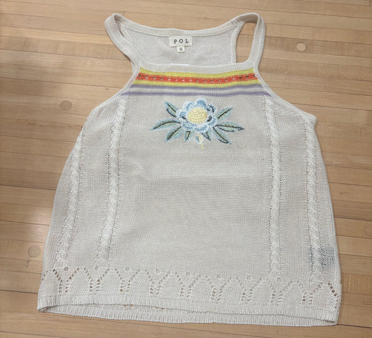 POL Embroidered Sweater Tank Top